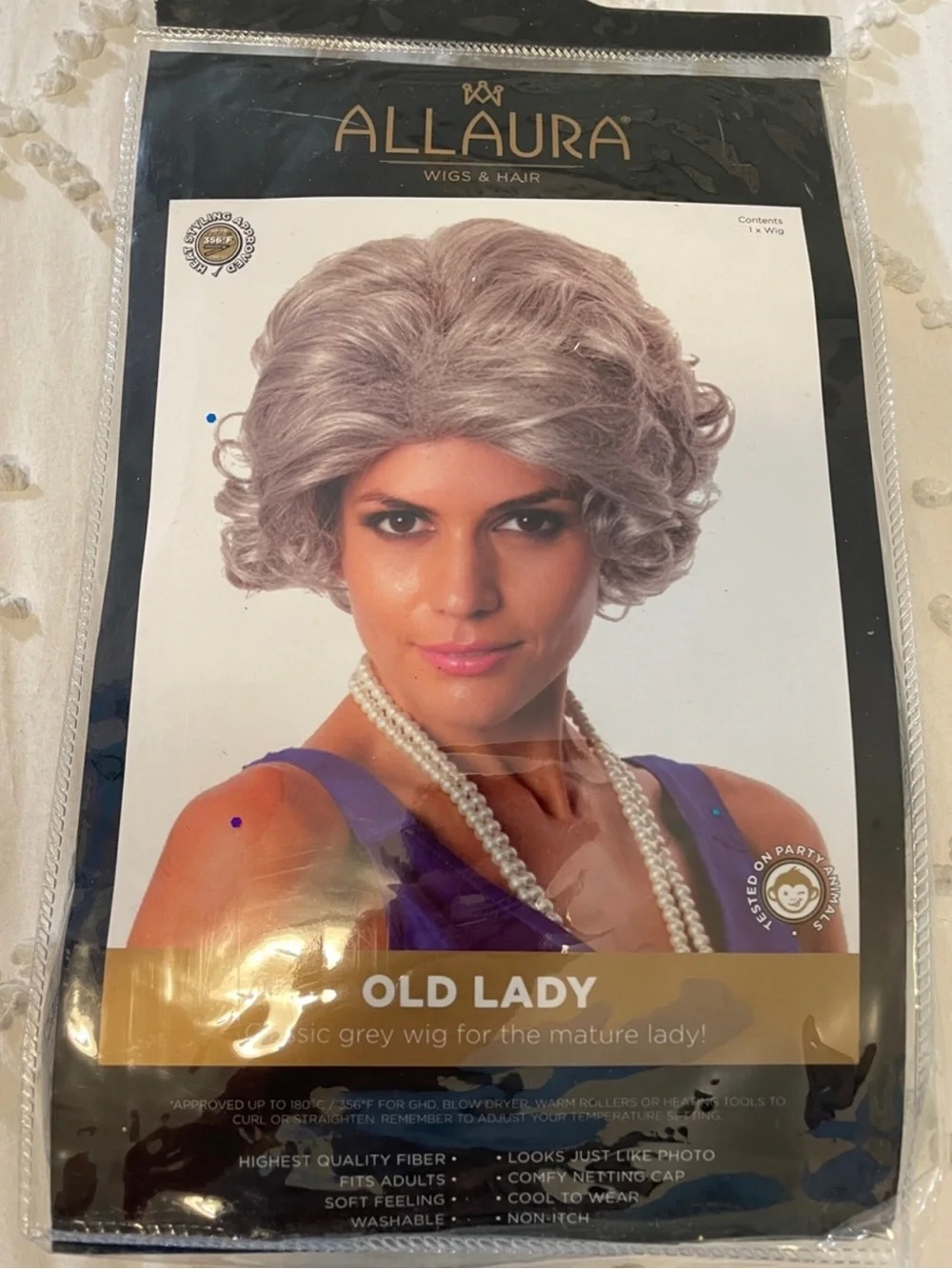Old Lady Wig Grandma Granny Costume Gray Wigs Queen Elizabeth nwt